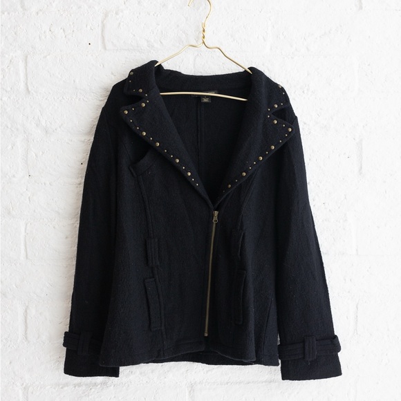 A. Giannetti Black 100% Wool Jacket with Gold Studded Accents - Women’s L - Picture 2 of 11